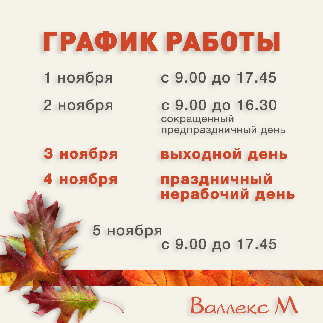 ГРАФИК РАБОТЫ В НОЯБРЬСКИЙ ПРАЗДНИК